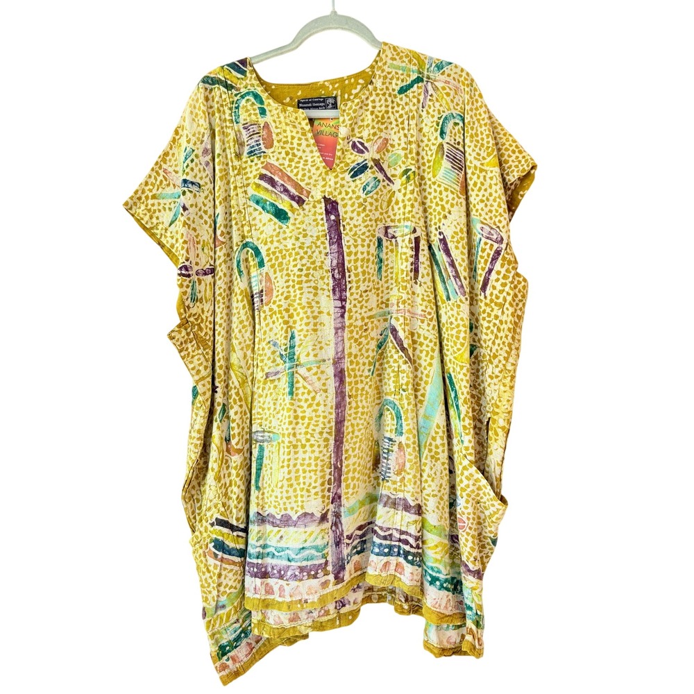 NWT‎ Ananse Village Batik Print Dragonfly Art to Wear Lagenlook African Dashiki